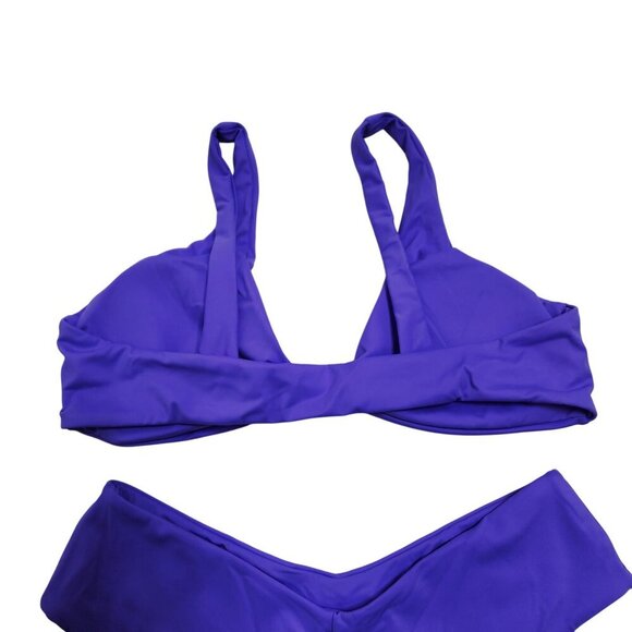 Two-Piece Purple Bikini Set Twist Front Top & High-Waisted Bottoms Womens Swimwe - Picture 6 of 7